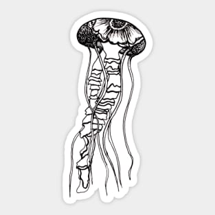 Black and White Flower Jellyfish Sticker